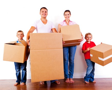 House removal team preparing a move in Fitzrovia