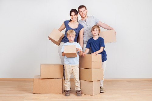 Packing boxes and household items ready for a Fitzrovia removal service