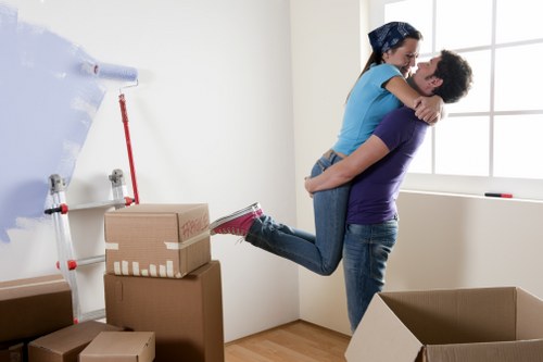Relocation team handling desks and files in a Fitzrovia office move