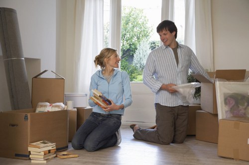 Packing and transporting office equipment during a Fitzrovia business move