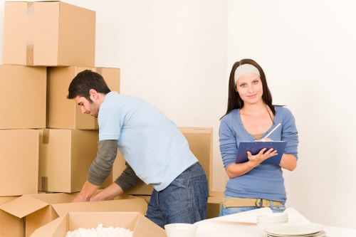 Boxes and household items arranged in a new Fitzrovia home