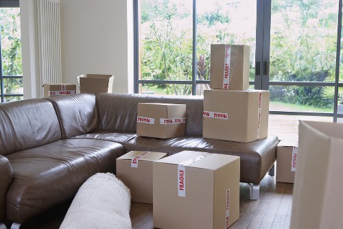 Furniture and boxes being moved with a van in Fitzrovia