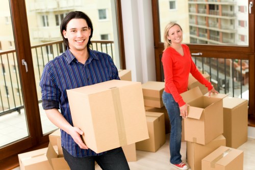 Removal van loading boxes for a flat or office move in Fitzrovia
